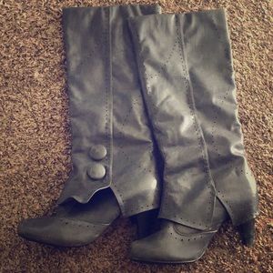 Grey heeled boots